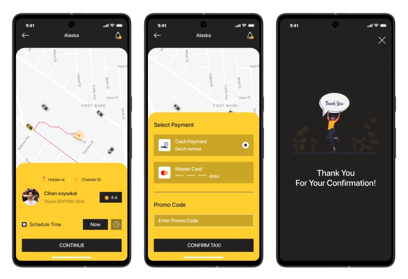 Taxi-Booking-Confirmation-Screens