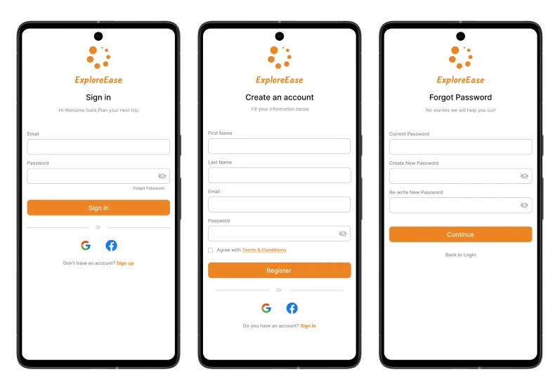 TTravel-Login-Signup-Screens